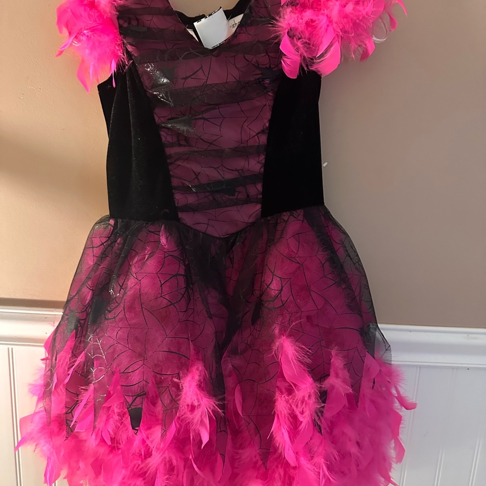 Vibrant Pink and Black Kids Dance Costume